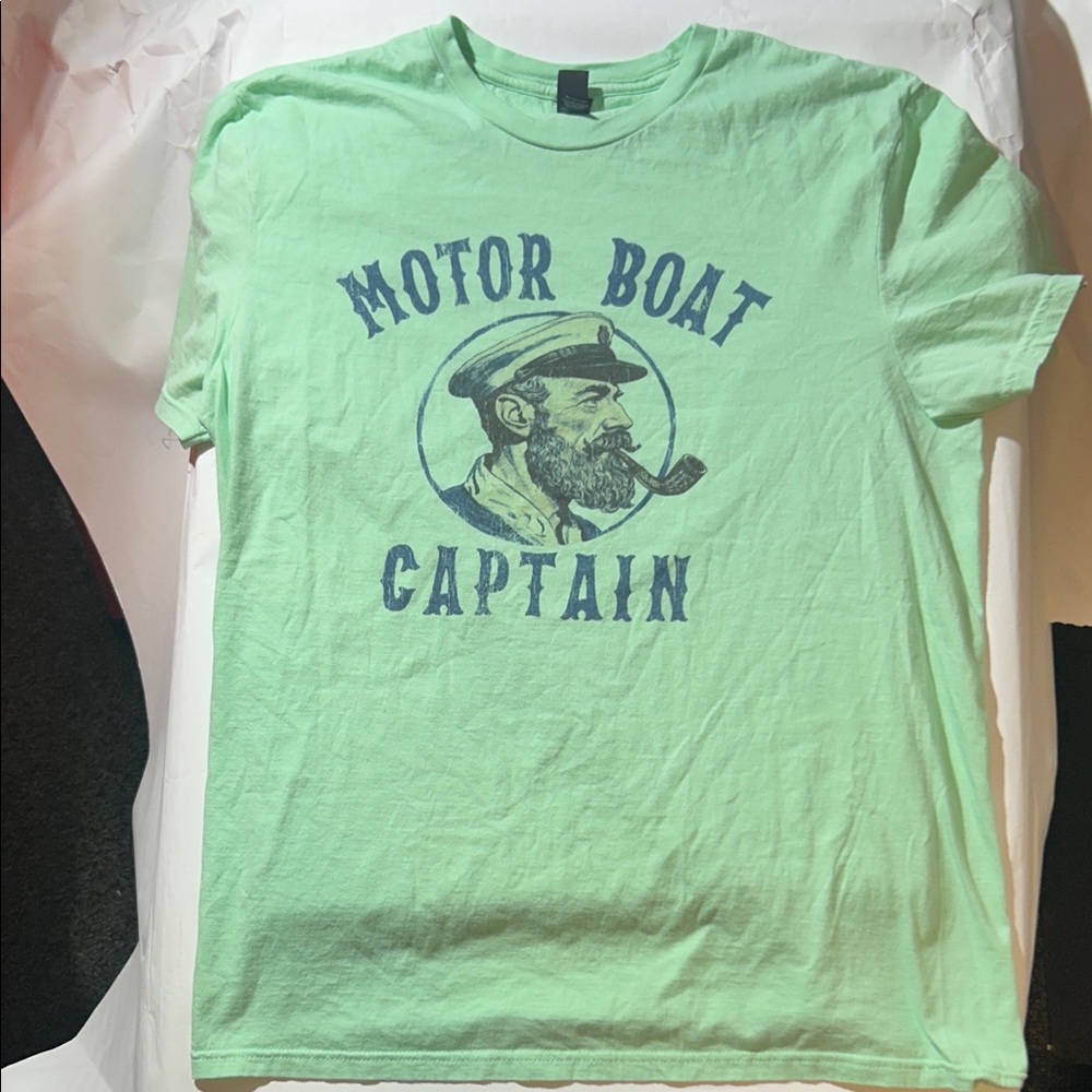 Motor Boat Captain - Mint Green Graphic Tee